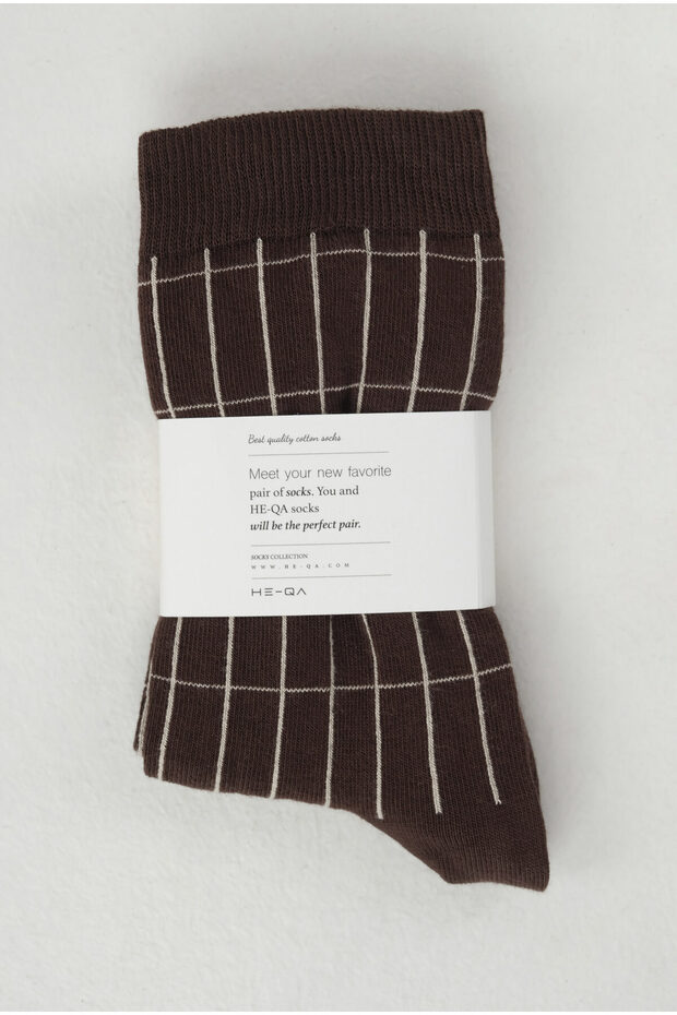Grid Pattern Socks Bitter Brown-Beige - 3