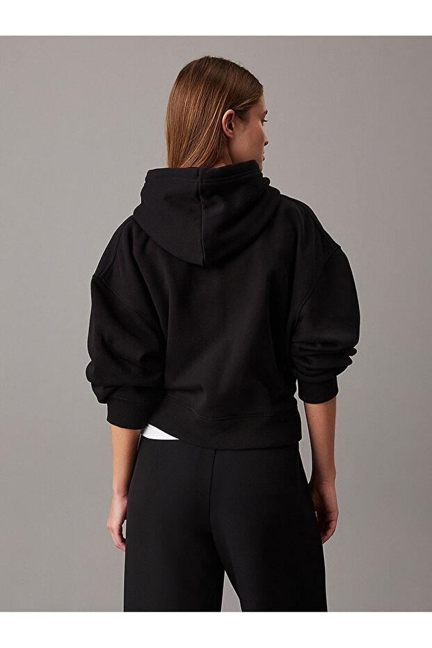 Kadın Siyah Kapüşonsuz Sweatshirt - 2