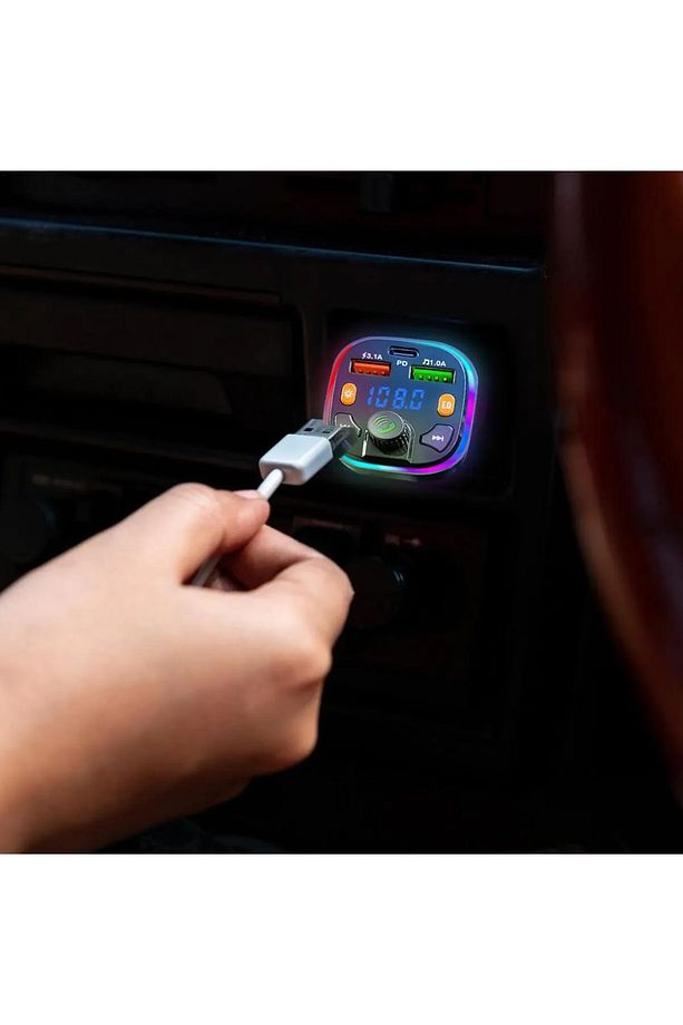 Bluetooth Araç Kiti Araç Fm Transmitter USB Type-C SD Kart MP3 PD Flash Için Uygun Çakmaklık Girişli - 7