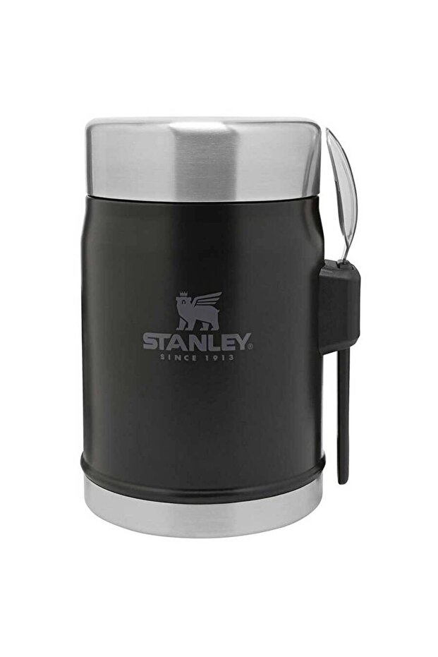 Black Stainless Steel Food Thermos - 0.40 Lt with Spoon