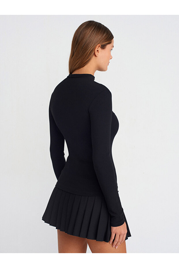 31433 Dik Yaka Top-Siyah - 2