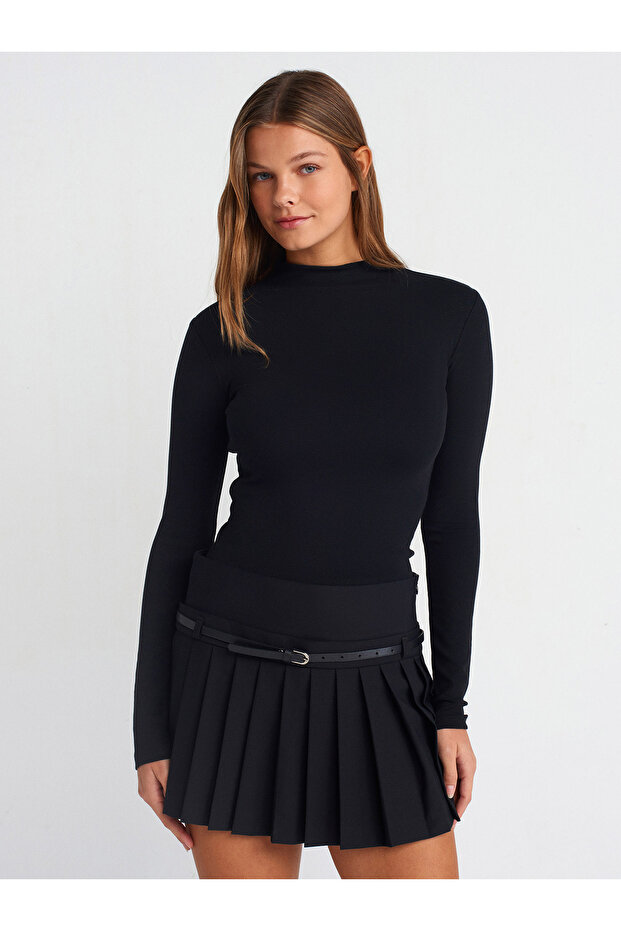 31433 Dik Yaka Top-Siyah - 1