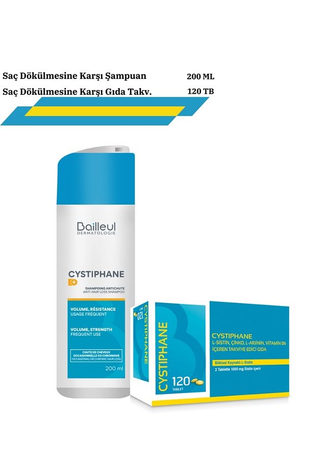 Cystiphane 120 Tablet + Cystiphane Biorga Saç Dökülmesine Karşı Şampuan 200 ml - 1