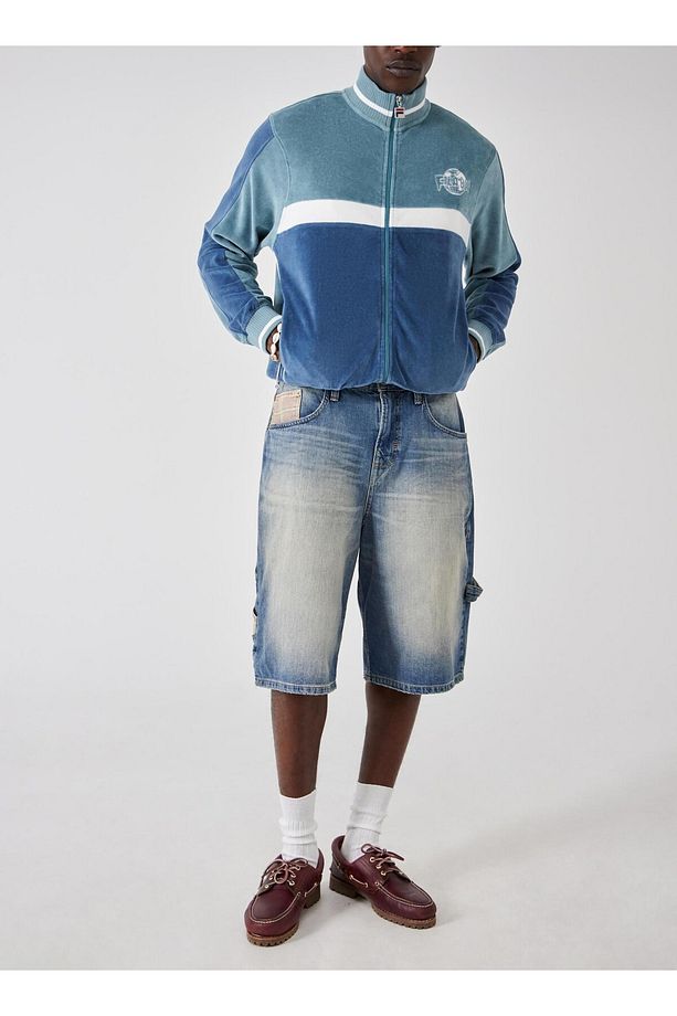 Orta Yıkama Carpenter Denim Uzun Şort - 5