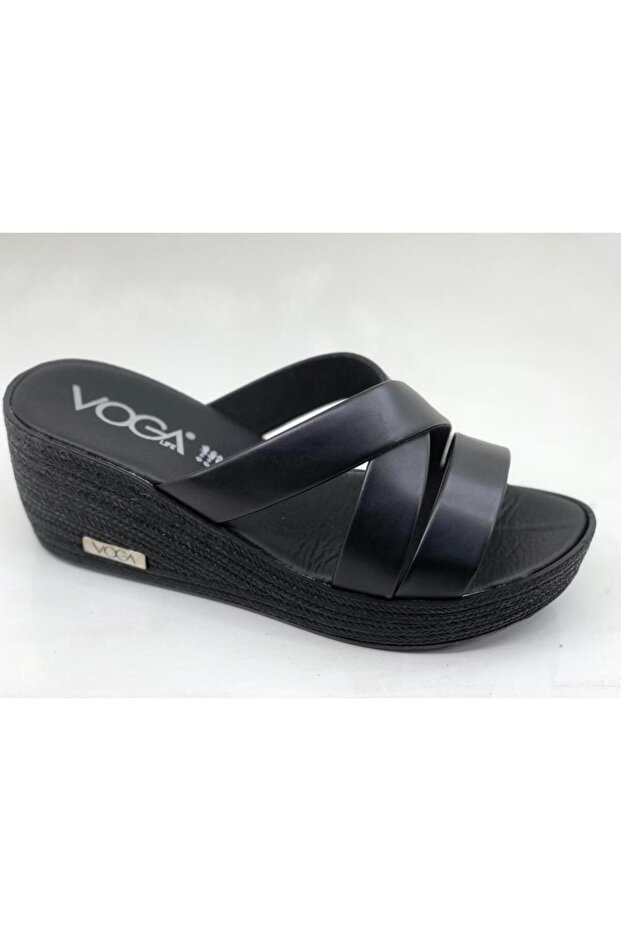 2003 Black Wedge Sole Comfort Casual Slippers