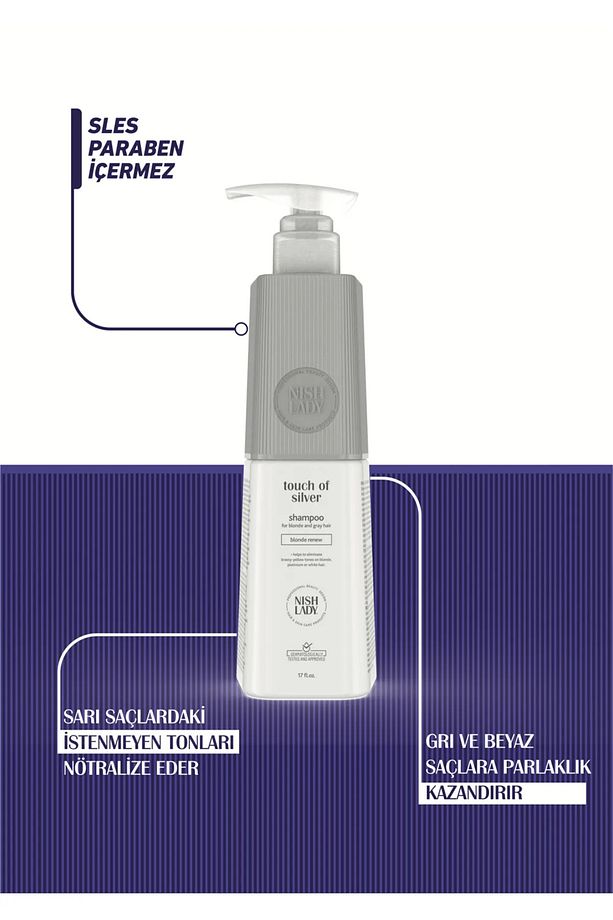 Touch Of Silver Mor Şampuan 503ml -Doreli Saçlara Yönelik/Açık Sarı, Gri ve Beyaz Saçlar İçin - 2