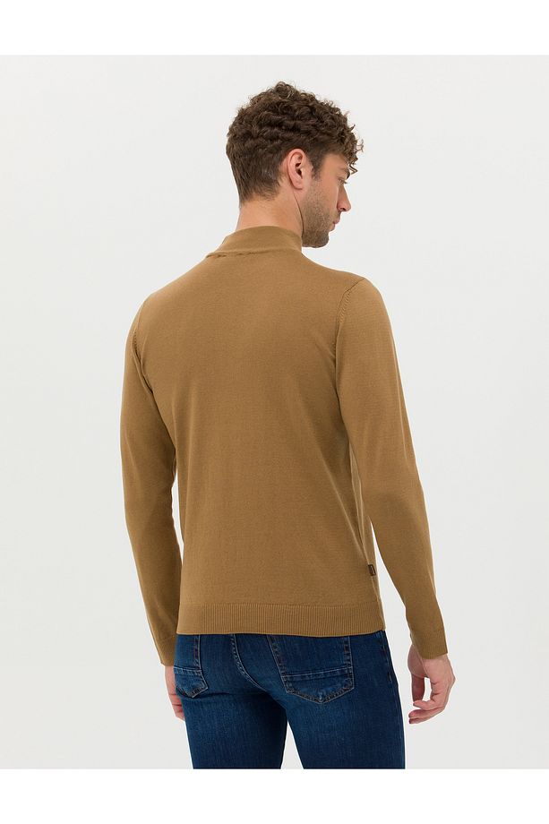 Camel Melanj Slim Fit Yarım Balıkçı Yaka Basic Triko Kazak 50276502-VR122 - 5
