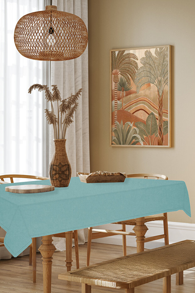 Tablecloth - Velvet Textured Series Water Green Care Free (STAIN-PROOF AND CRINKLE-FREE) Tablecloth