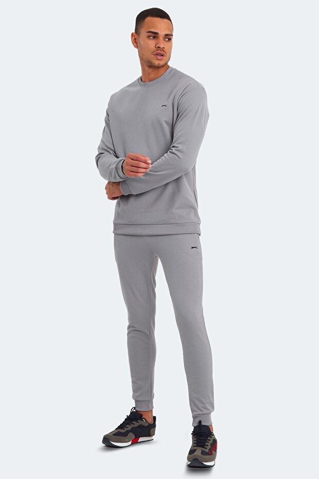 Casual Crew Neck Men's Tracksuit Set Gray