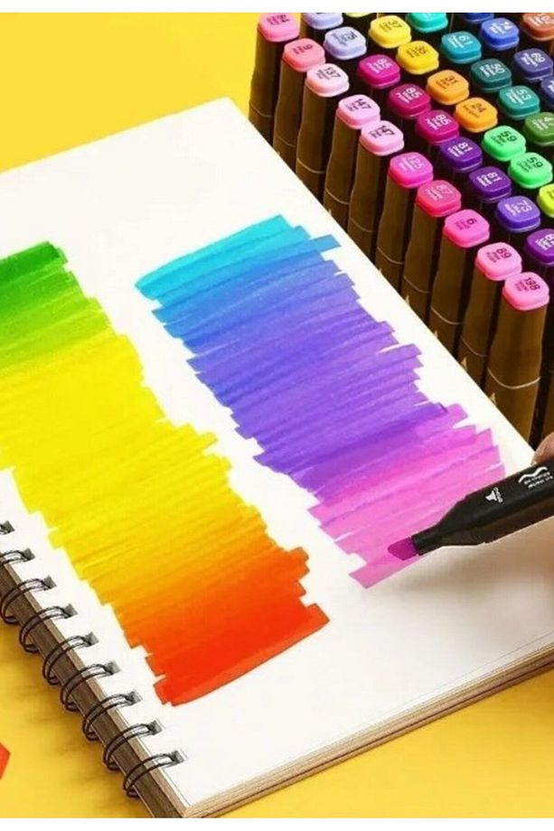 60 lı Çift Tatraflı Marker Kalem Seti Standlı Resim Mimari Ve Grafik Tasarım Kalemi Yüksek Kalite - 4