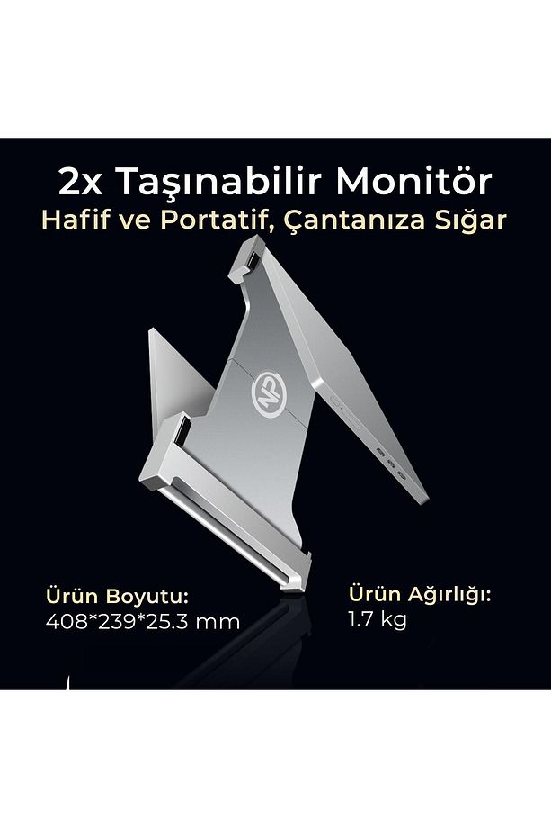 NPM20 15.4" FHD 1080p IPS Type-C Taşınabilir Dizüstü 2'li Monitör Çoklayıcı Notebook Monitör - 6