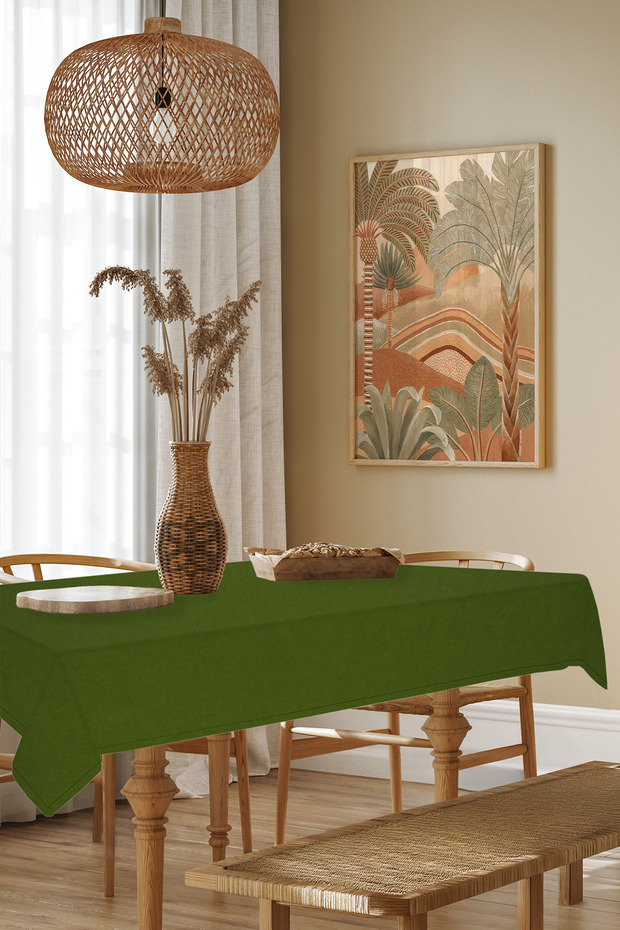 Tablecloth - Velvet Textured Series Grass Green Care Free (Stain-Proof and Non-Wrinkle) Tablecloth