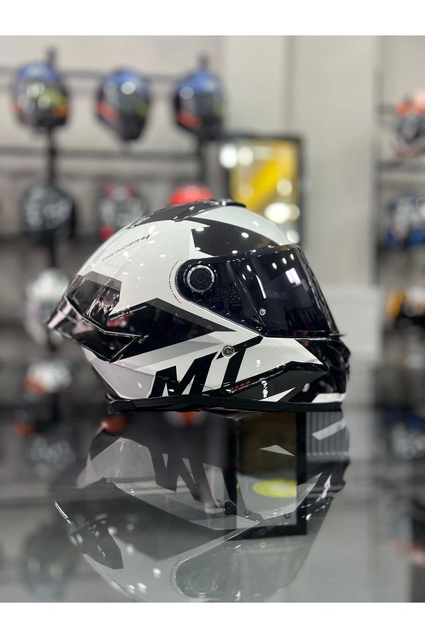 Helmets Thunder 4 Exeo Siyah Beyaz Şeffaf Vizör - 1