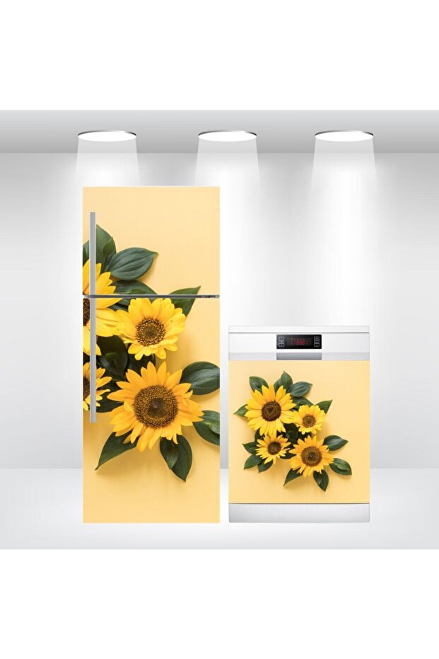 Refrigerator and Dishwasher Door Self-Adhesive Sticker Foil Sunflower