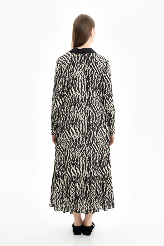 Patchwork Patterned Dress with Embroidery Detail - 3