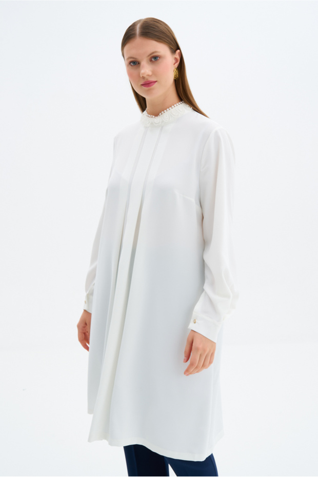 Yaka Dantel Detaylı Tunik - 3