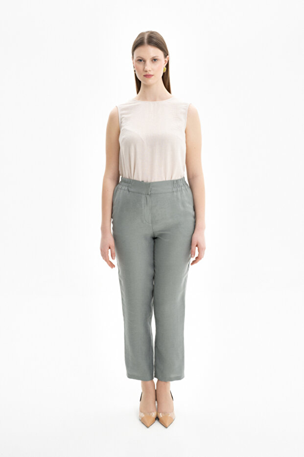 Linen Trousers - Back Waist Elastic