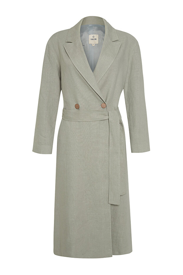 قبعة كتان مزدوجة الصدر - 1