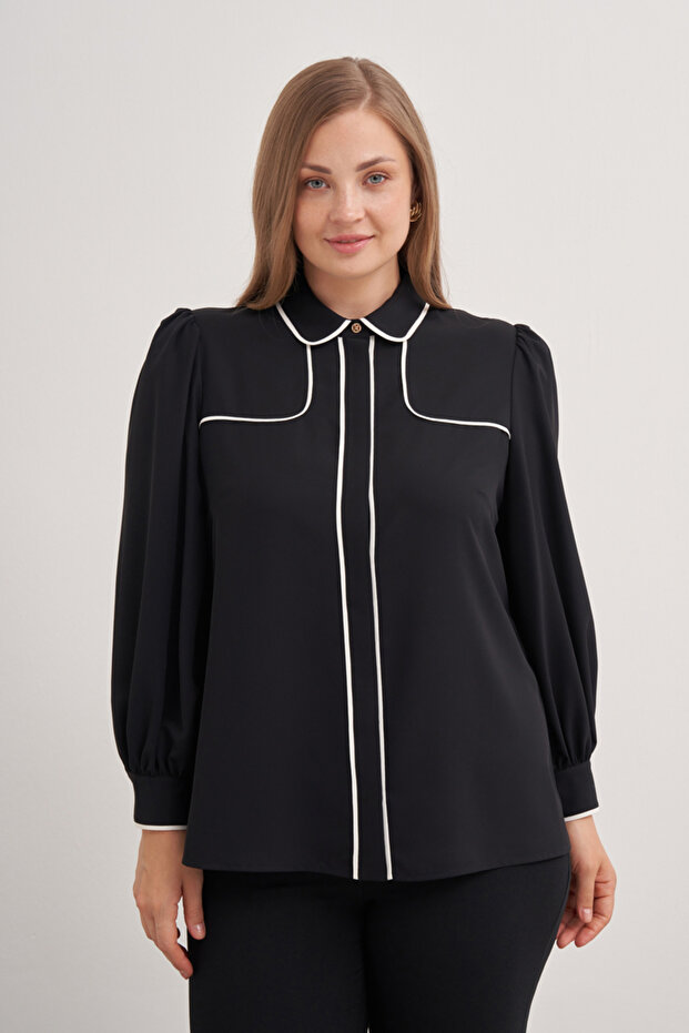 2671112 Kontrast Biyeli Bluz - 1