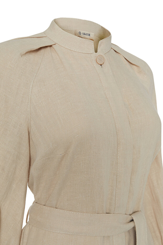 Hakim Yaka Keten Elbise - 2