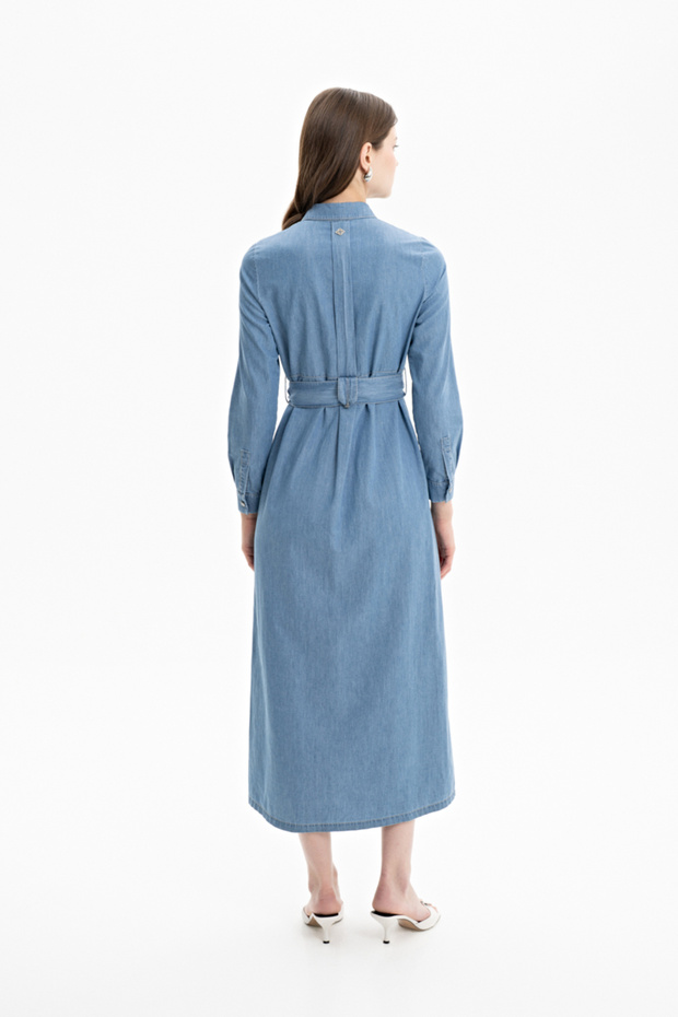 Jean Uzun Gömlek Elbise - 3