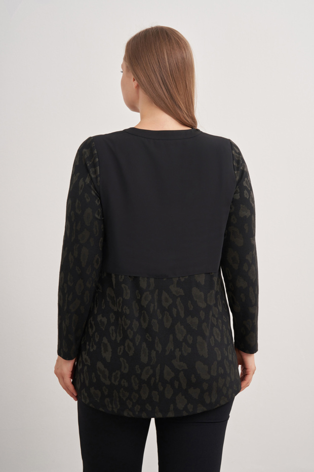 2676112 Leopar Desenli Örme Bluz - 6