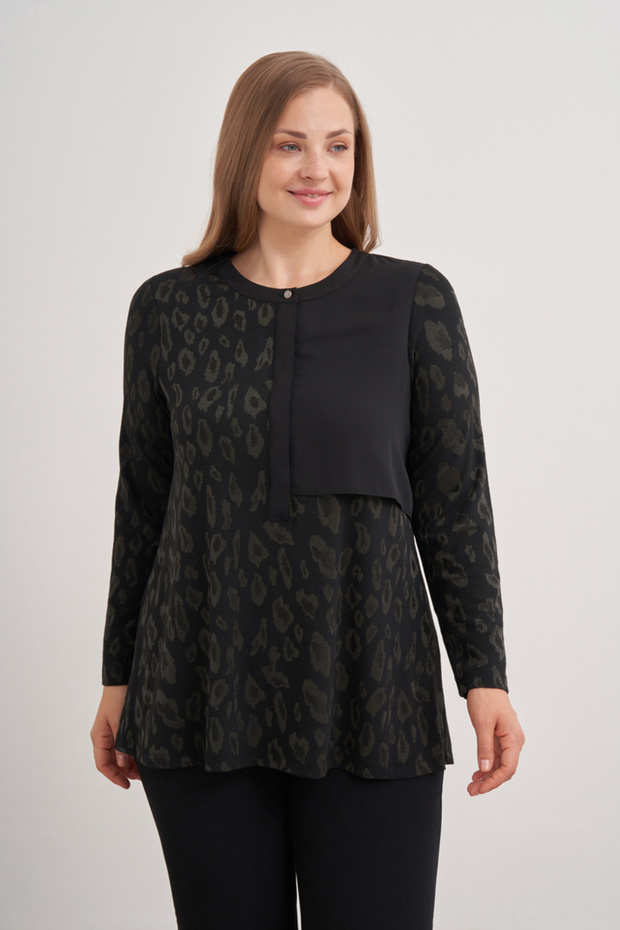 2676112 Leopar Desenli Örme Bluz - 3