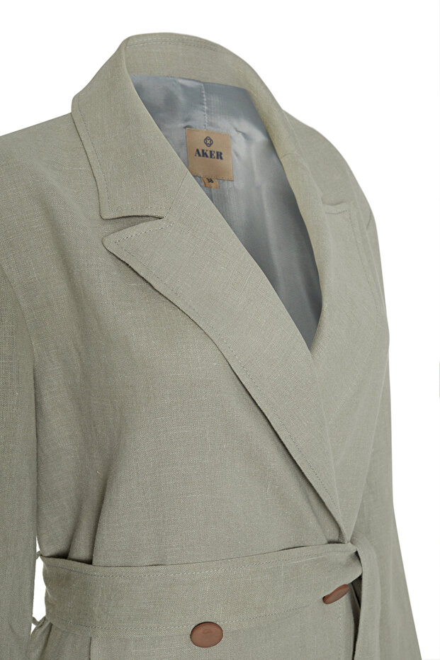 قبعة كتان مزدوجة الصدر - 2