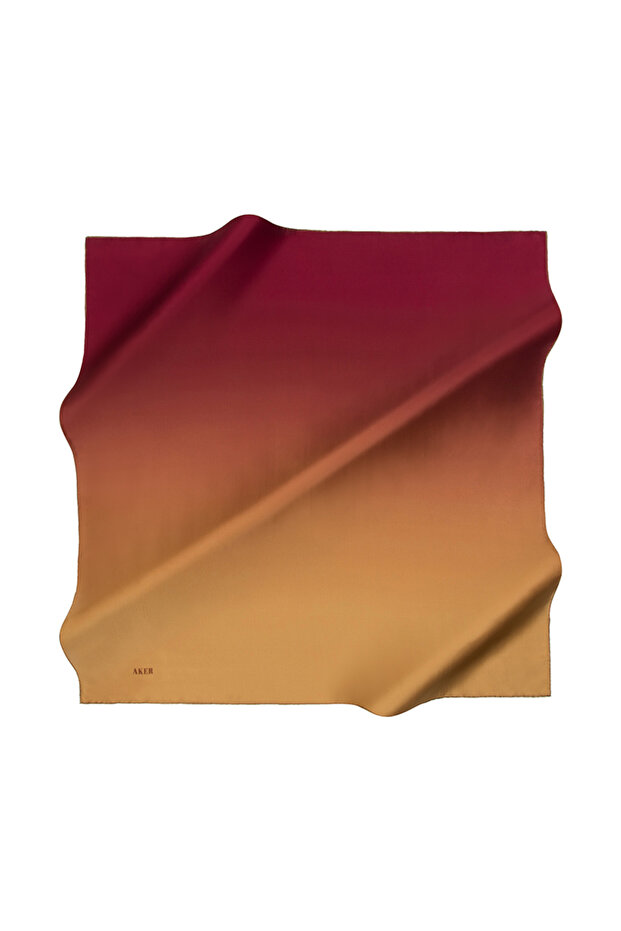 Brush Patterned 90X90 Silk Crepe Satin Scarf