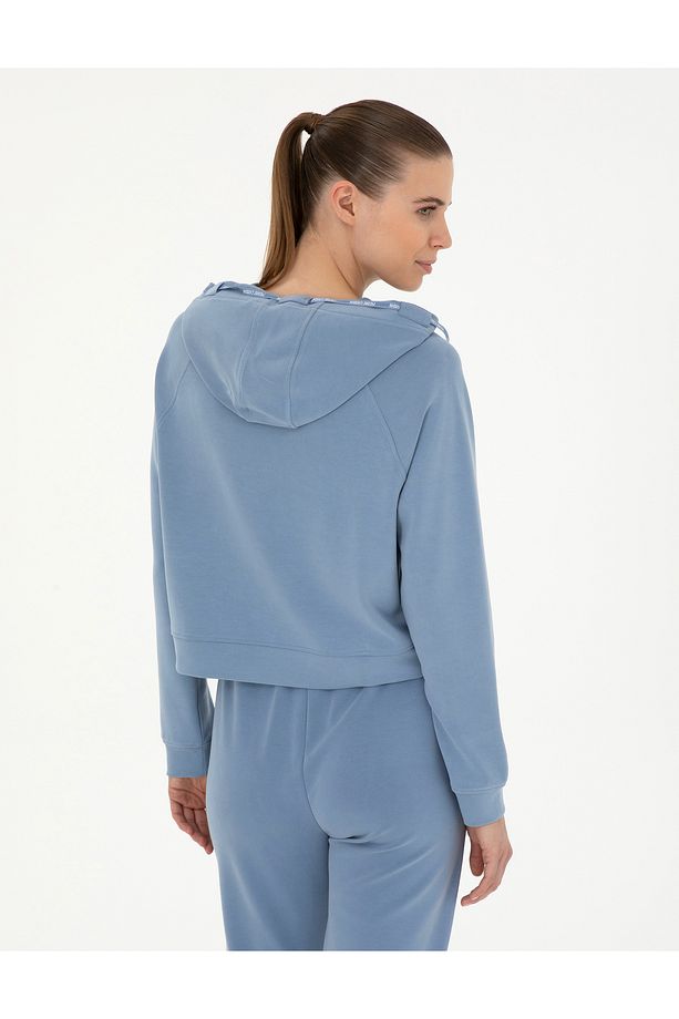 İndigo Regular Fit Modal Kumaş Crop Sweatshirt 50283339-VR028 - 5
