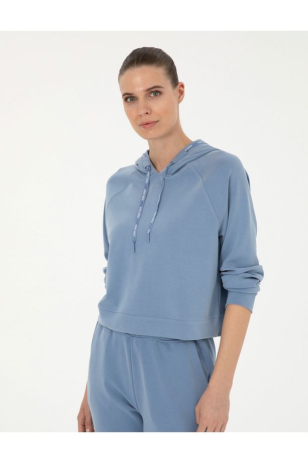 İndigo Regular Fit Modal Kumaş Crop Sweatshirt 50283339-VR028 - 3