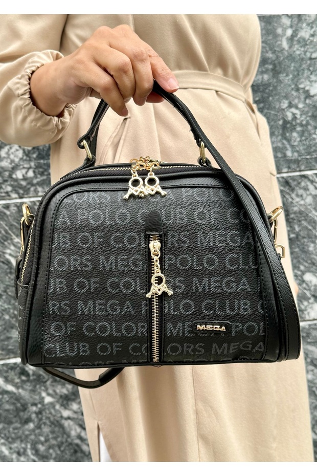 Polo Clup of Colors Women's Black 5 Compartment Hand and Shoulder Bag