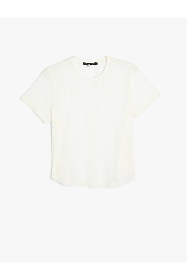 Tulle Detailed Sports T-Shirt Relax Fit Short Sleeve Crew Neck