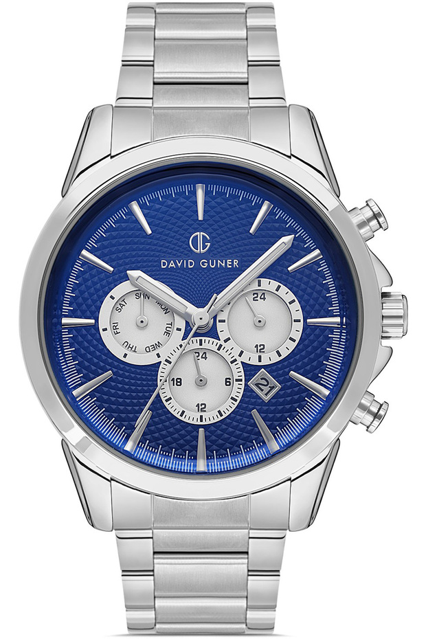 Men's Wristwatch Silver, Navy Blue Dg-8649Ga-A3 Steel Strap Quartz Movement Waterproof