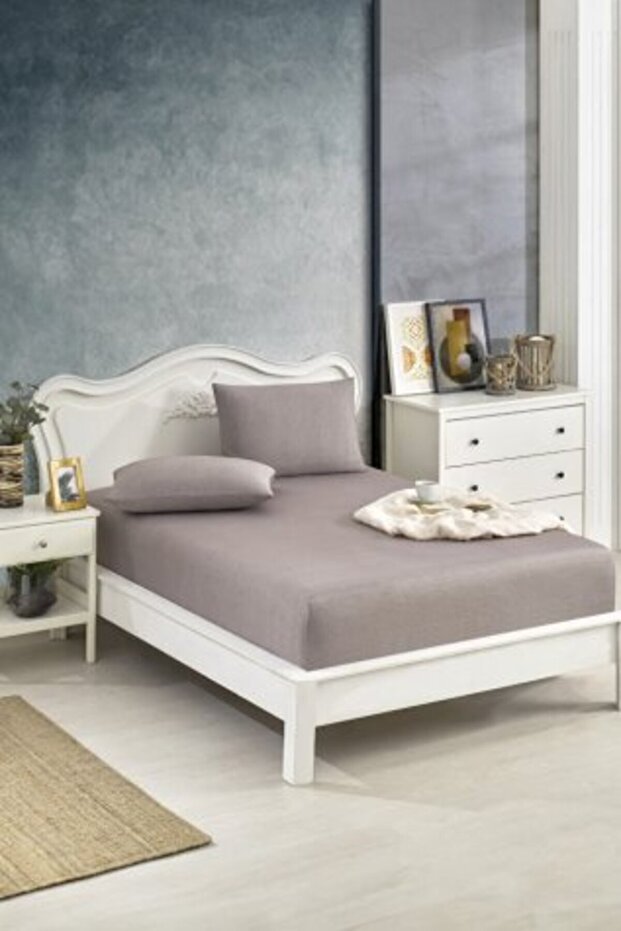 طقم ملاءة سرير مزدوجة مرنة ومبطنة - 1