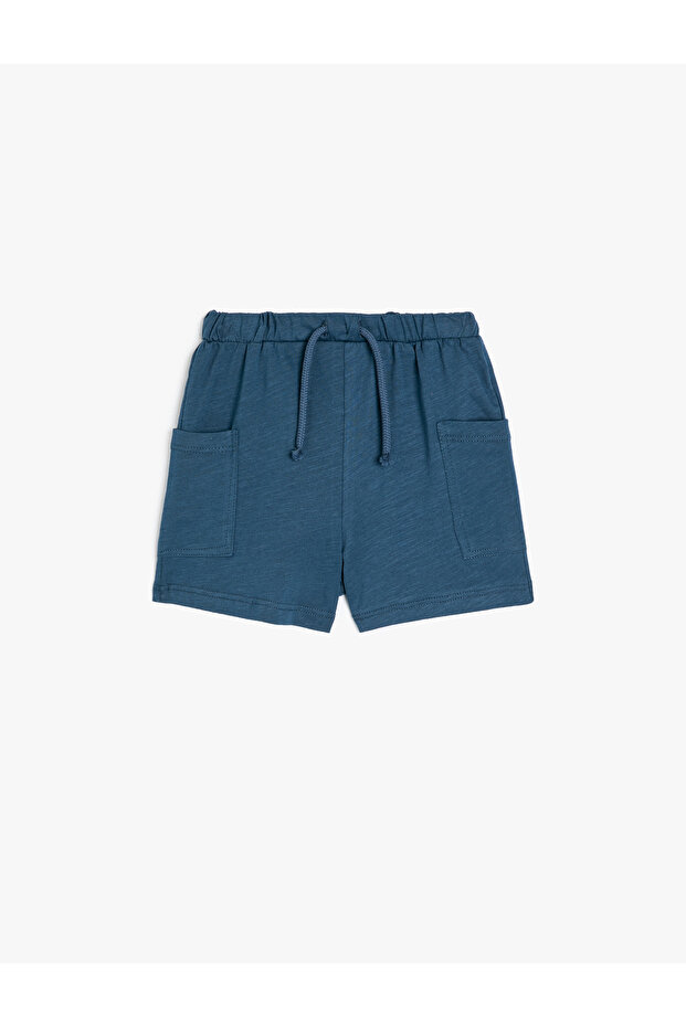 Basic Shorts with Tie Waist and Pocket Detail Cotton