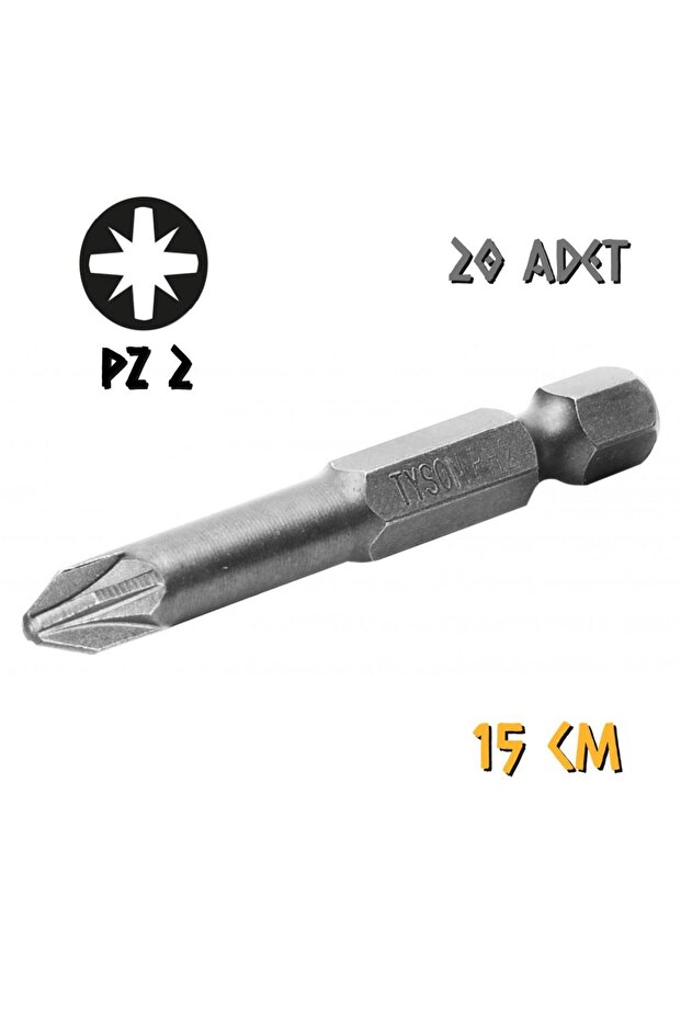 Tyson Vidalama Ucu Bits Uç - PZ2 Yıldız - 15 cm. - 20 Adet - 1