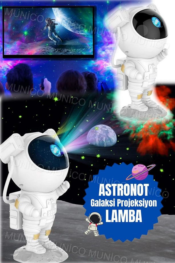 Yeni Astronot Galaxy Yıldız Projektör Yıldızlı Gece Lambası Bulutsusu Galaxy Uzay Projektörü Yıldız - 1