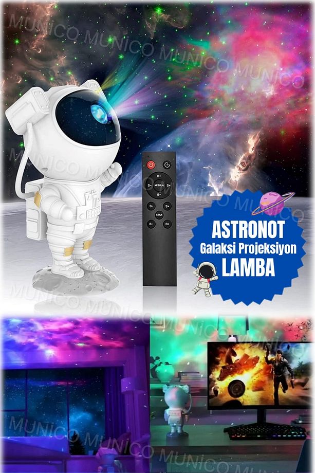 Yeni Astronot Galaxy Yıldız Projektör Yıldızlı Gece Lambası Bulutsusu Galaxy Uzay Projektörü Yıldız - 5