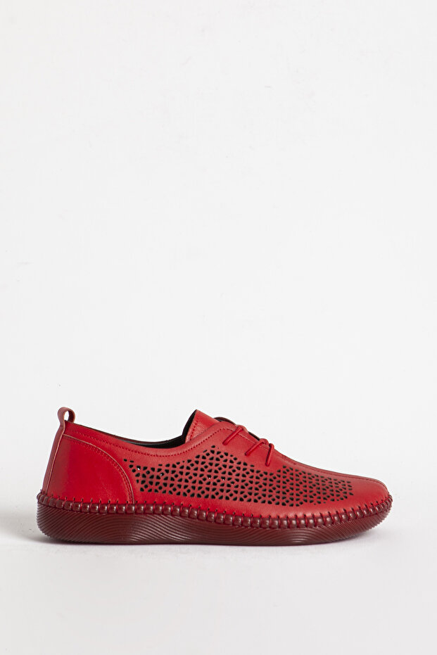 Women's Flexible Sole Breathable Casual Shoes Real Leather Br 04034 Red