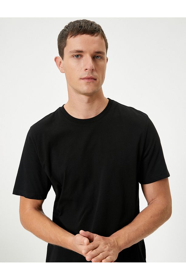 Basic Tişört Kısa Kollu Bisiklet Yaka Regular Fit Pamuklu - 2