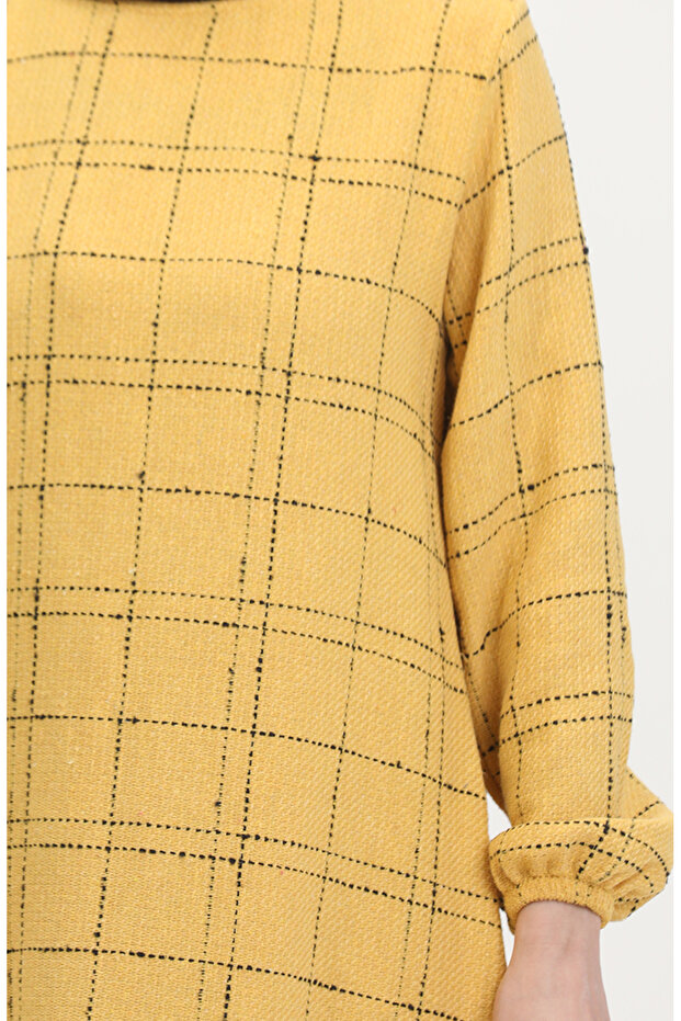 Tuvit Kareli Elbise 0531-04 Sarı - 4