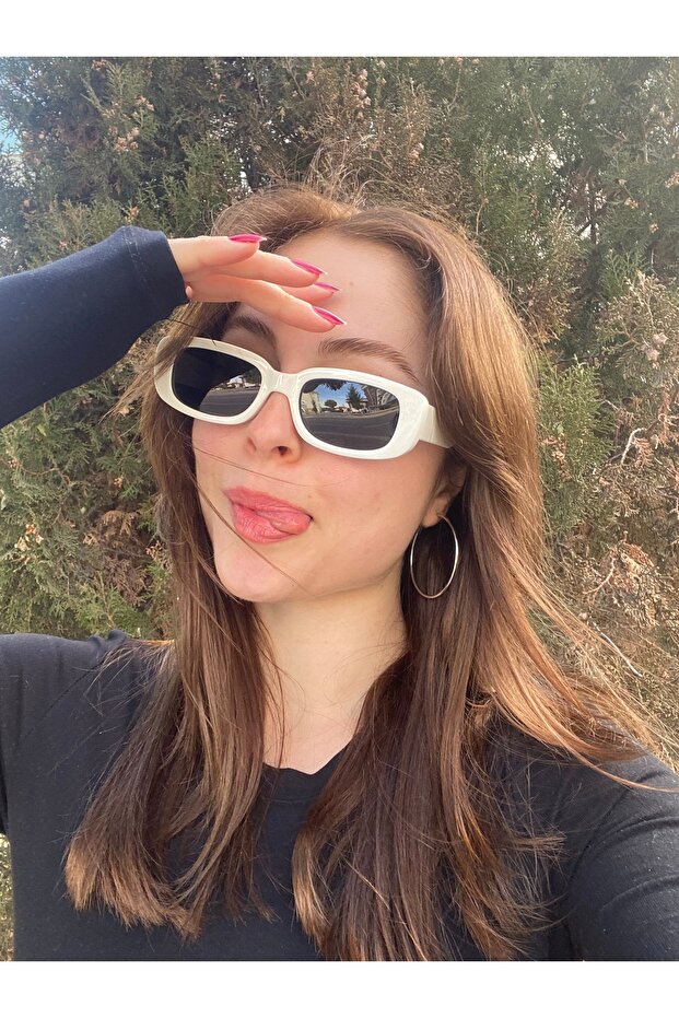 Geometric White Women's Sunglasses (100% Uv Protection)