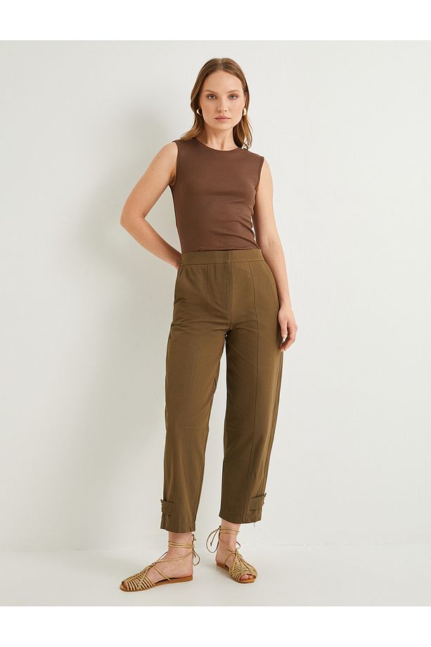 Jogger Pantolon Yüksek Bel Paça Detaylı - 1