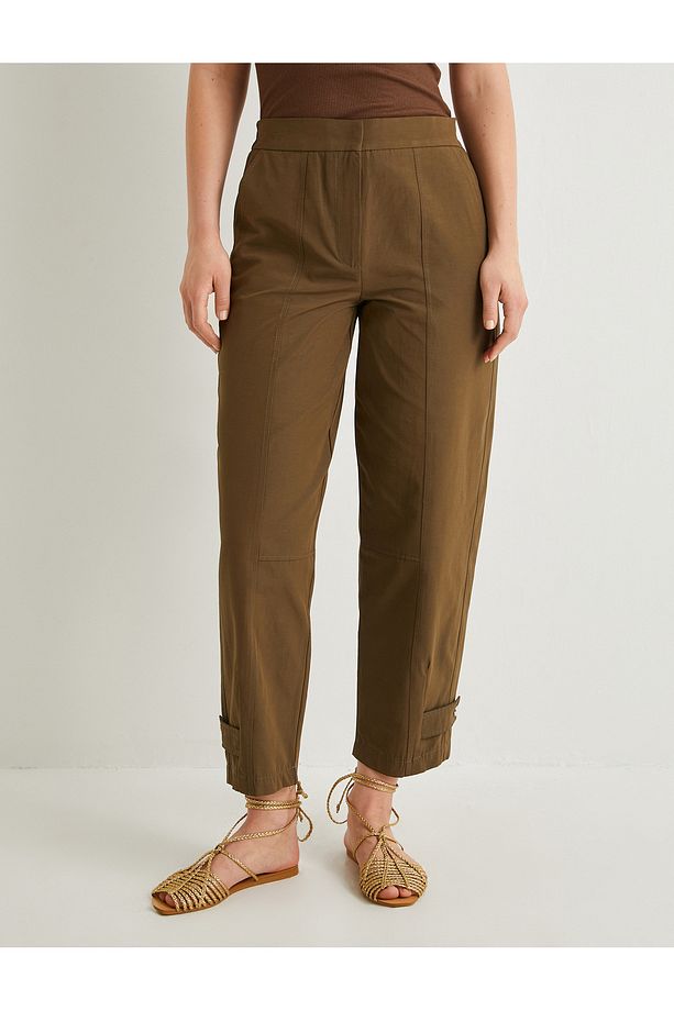 Jogger Pantolon Yüksek Bel Paça Detaylı - 3