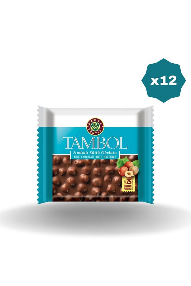 KAHVE DÜNYASI TAMBOL FINDIKLI ÇİKOLATA 77 GR - (12 ADET) - 1