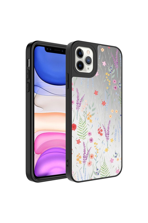 غطاء مرآة متوافق مع هاتف Apple iPhone 11 Pro، غطاء لامع مع حماية للكاميرا