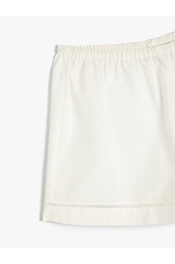 Brodeli Şort Pijama Altı Pamuklu Rahat Kalıp - 3