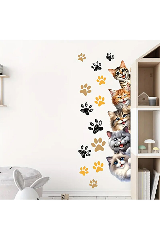 Sevimli Kedi Pati Baskılı Duvar Stickerı - 2