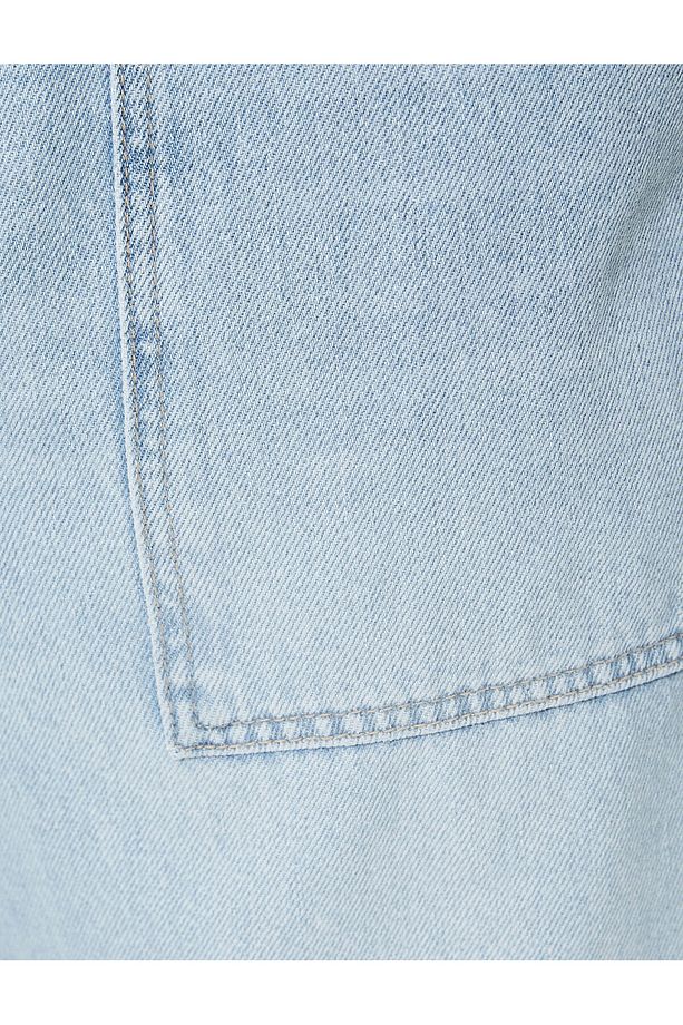 Oversize Kot Şort Bermuda Cepli Dikiş Detaylı Düğmeli - 6